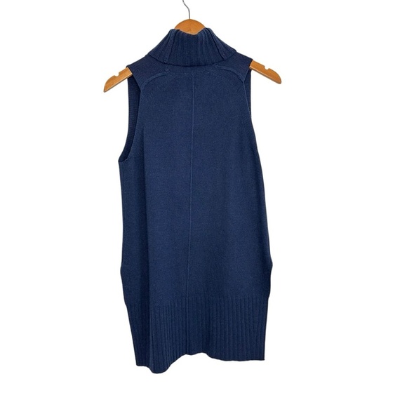 Brochu Walker Lister Sleeveless Turtleneck Sweater Small Noble Blue High Low Hem - Picture 3 of 7